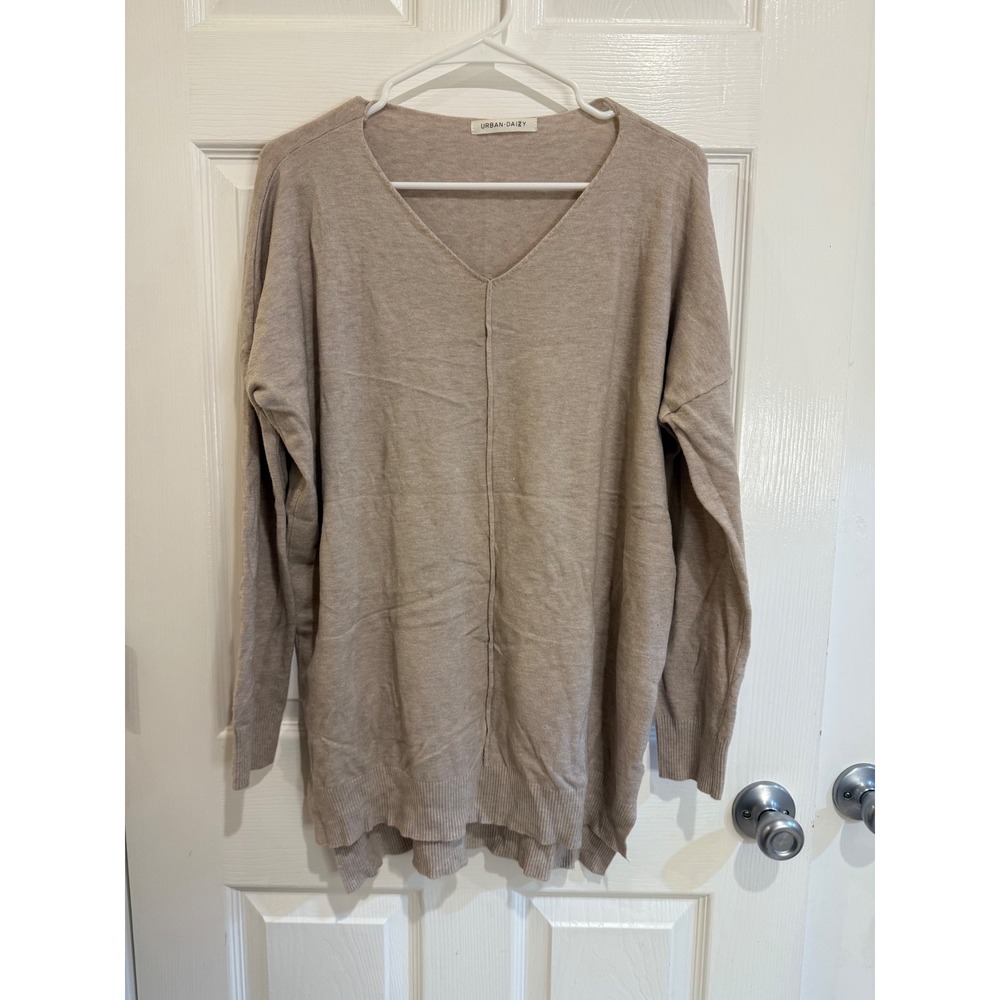 Urban Daizy V-Neck Tunic‎ Sweater Long Sleeve Casual Knit Top Size M/L